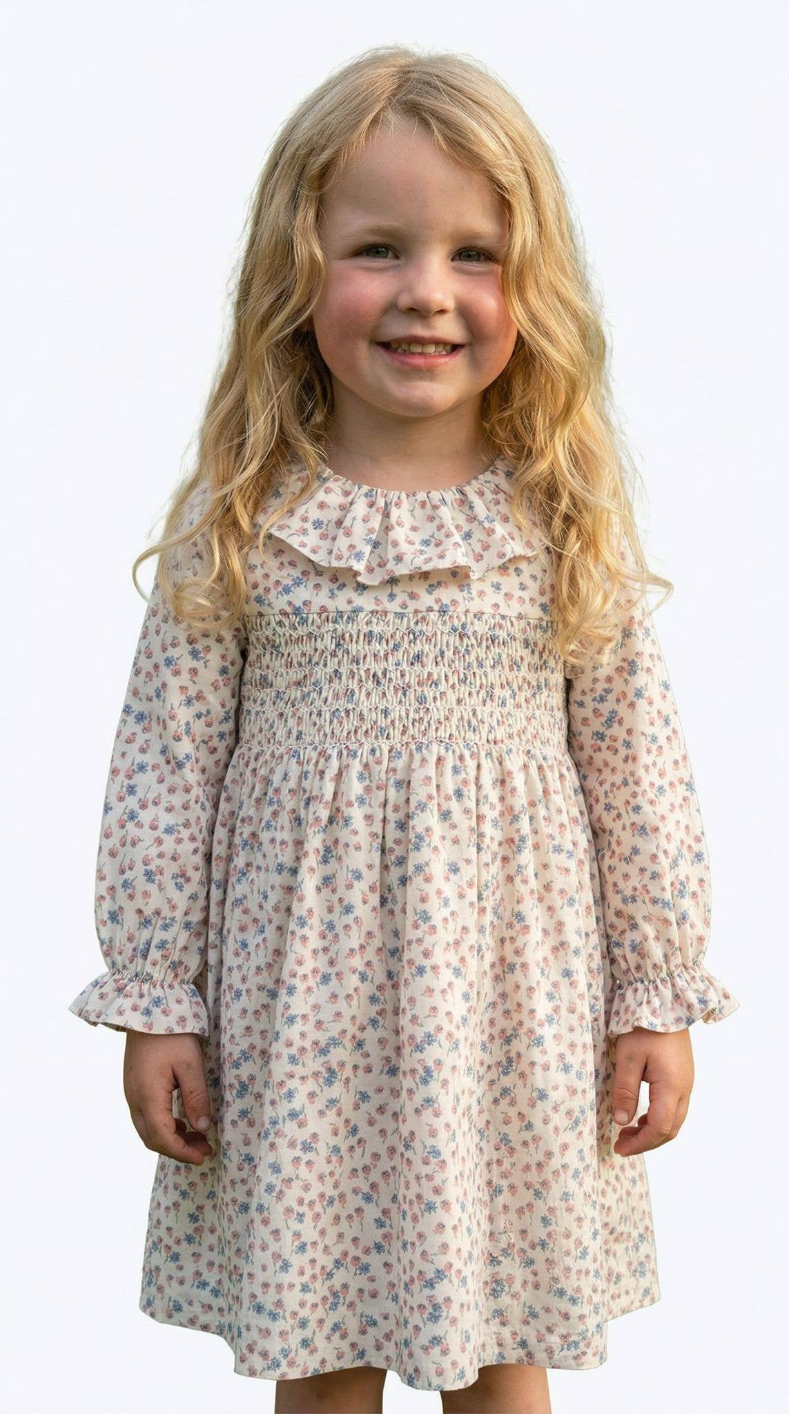 Ben & Lola - Odile Soft Rose Long Sleeve Floral Smock Dress