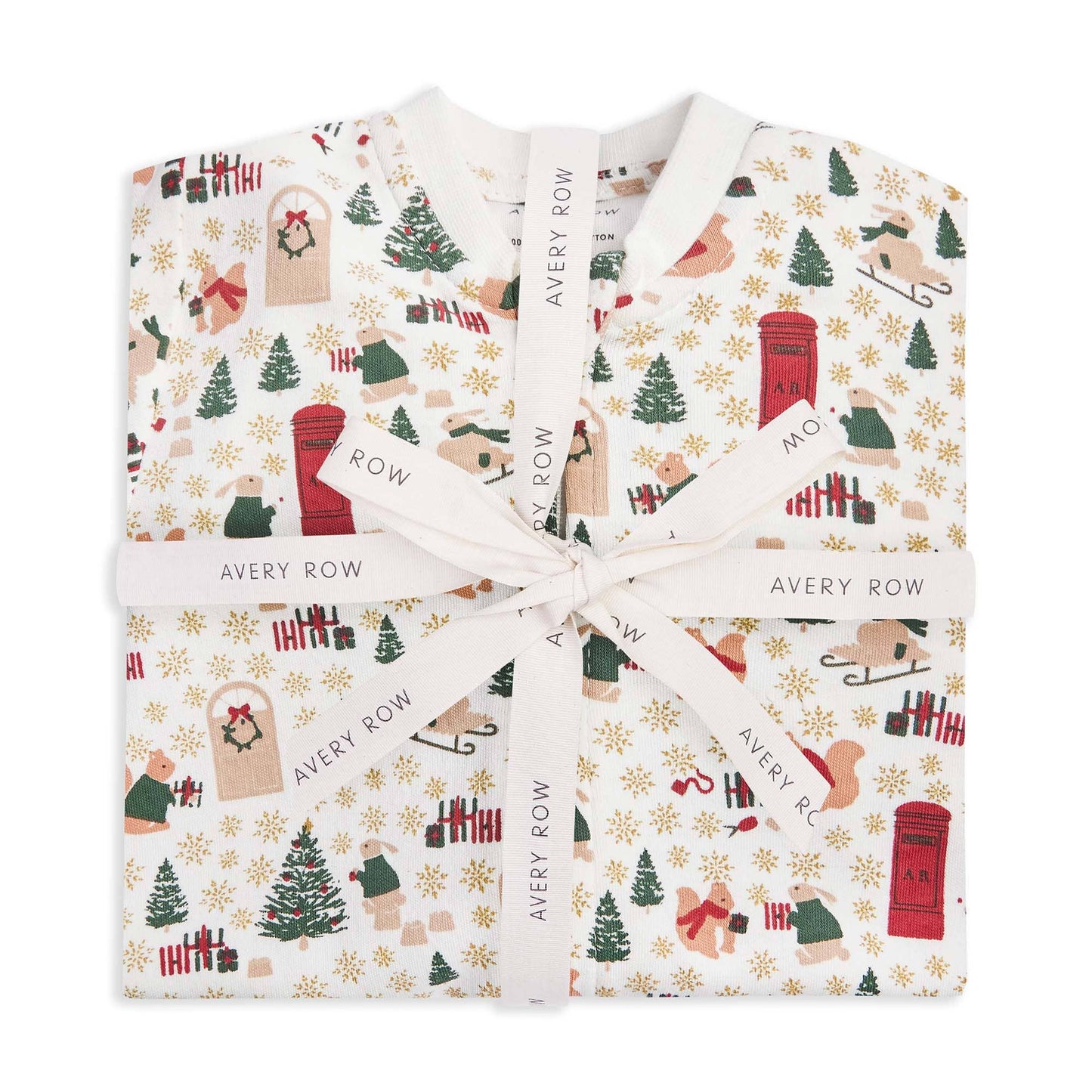 Avery Row - Baby Jersey Sleepsuit - Festive Forest: 3-6m