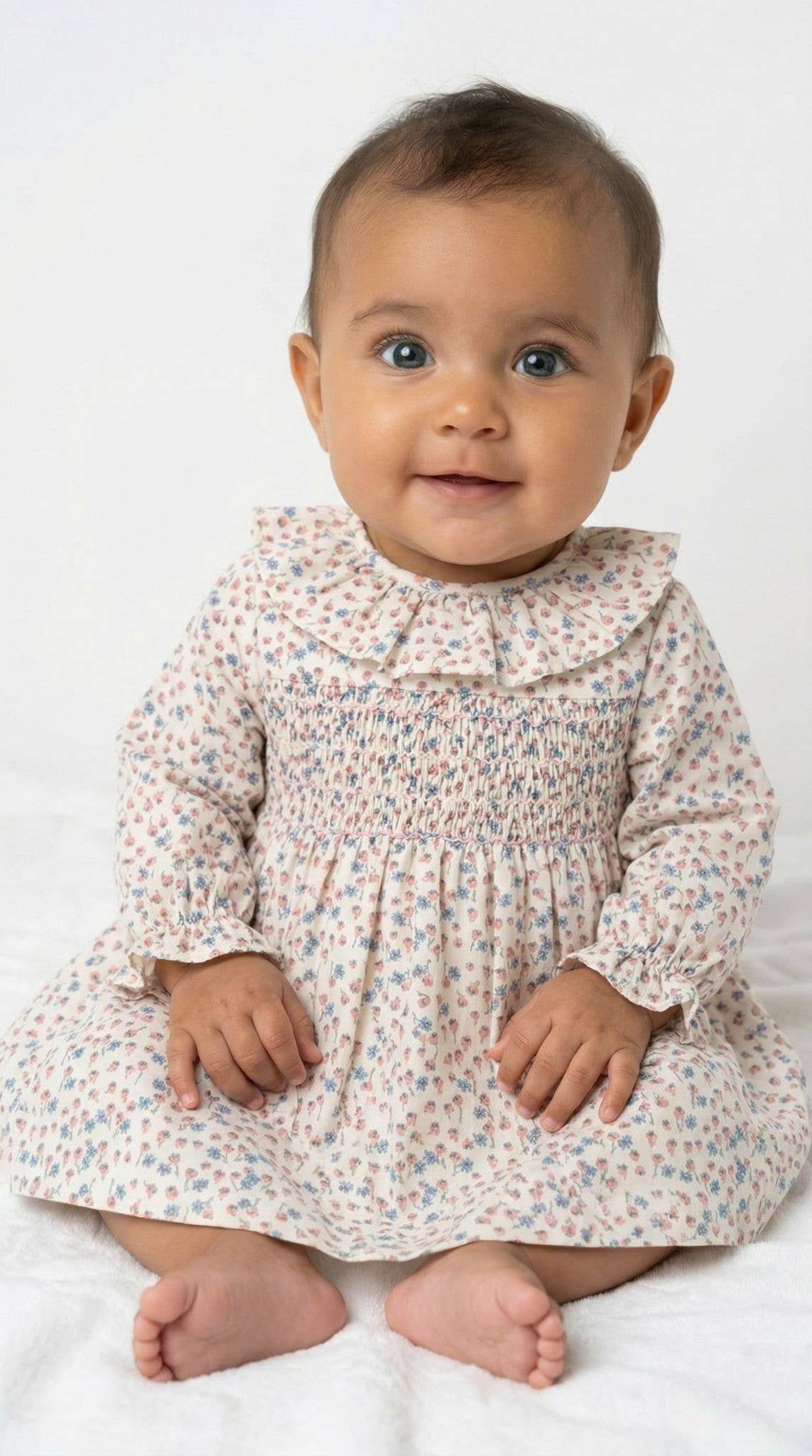 Ben & Lola - Odile Soft Rose Floral Smock Baby Dress