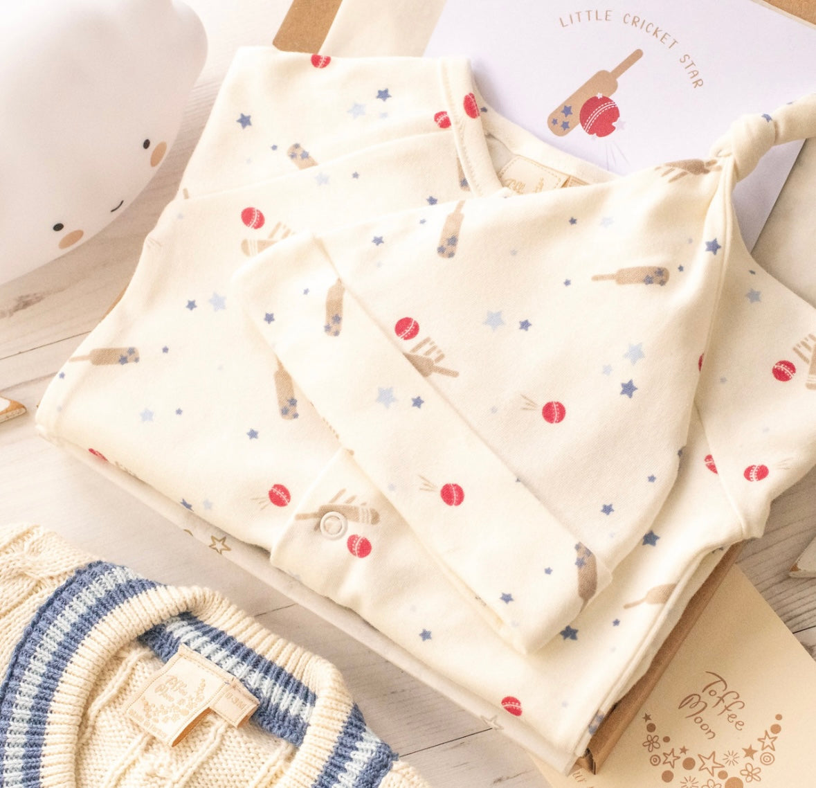 Toffee moon Cricket Sleepsuit & Hat Set