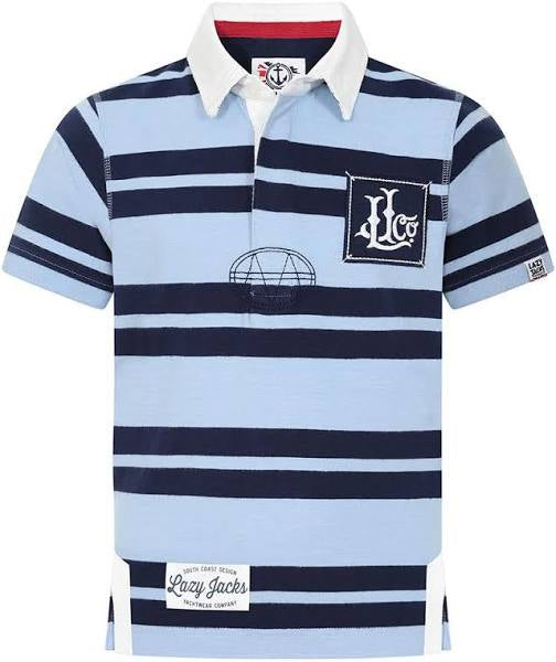 Lazy Jacks Boys Short Sleeve Rugby Shirt - Sky