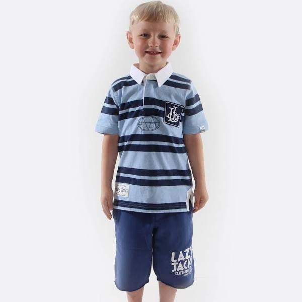 Lazy Jacks Boys Short Sleeve Rugby Shirt - Sky