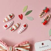 Rockahula Cherry Stripe Fabric Clip Set