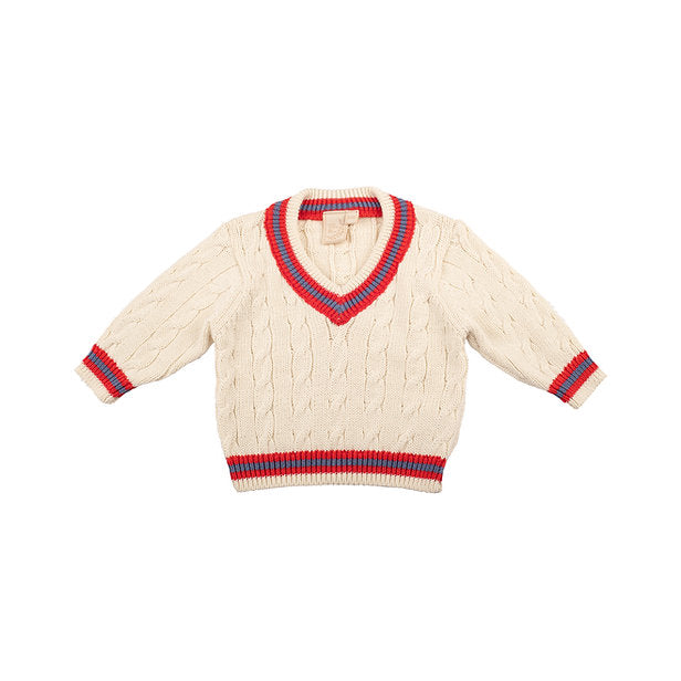 Toffee Moon Red and Blue Cricket Jumper
