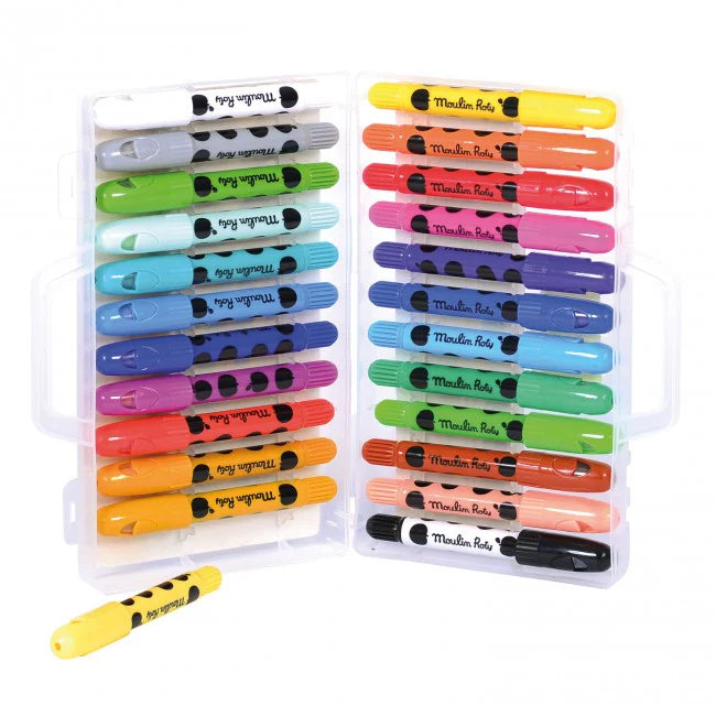 Moulin Roty Box of 24 Wax Crayons Les Popipop