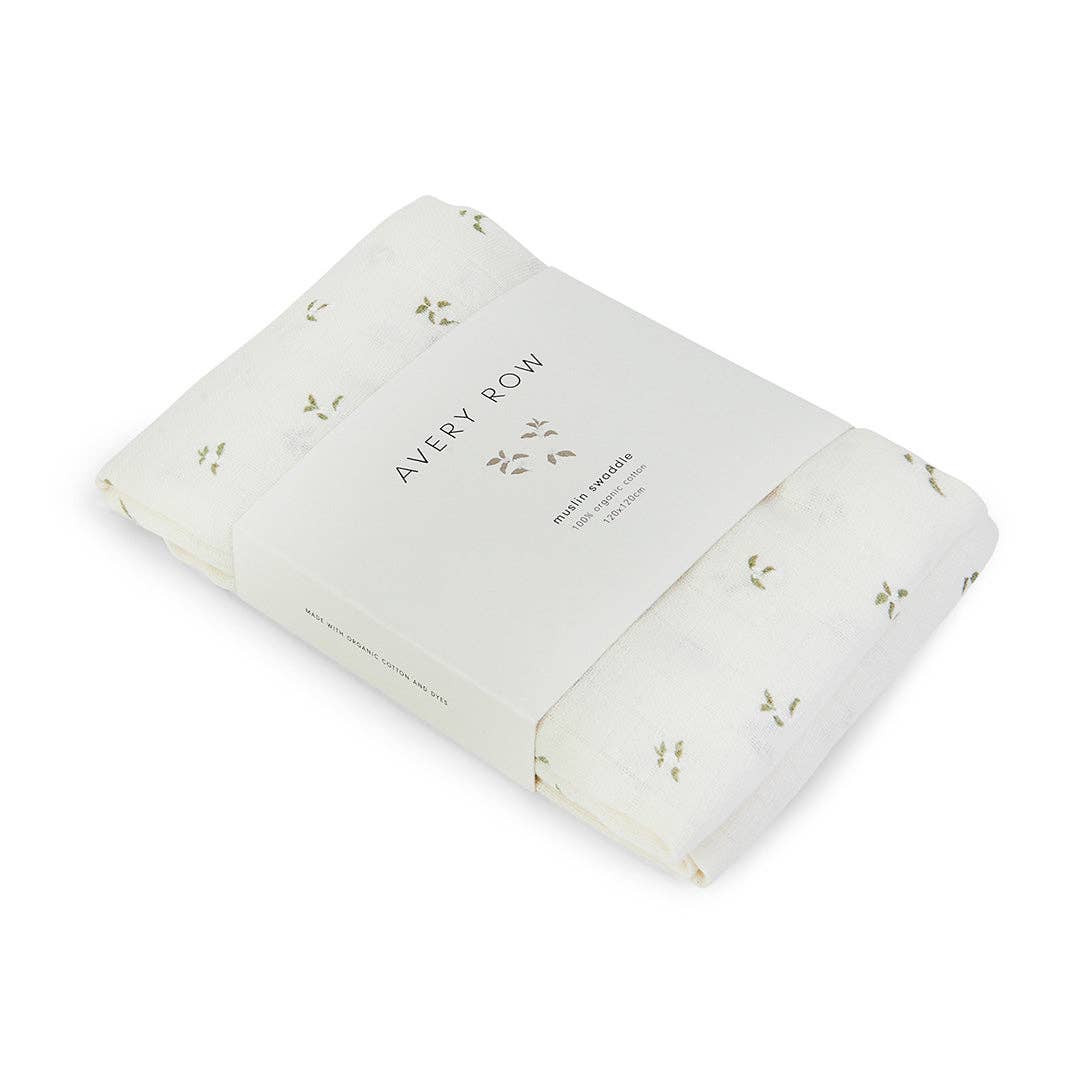 Avery Row - Extra Large Organic Baby Muslins, Single - Nettle Scatter