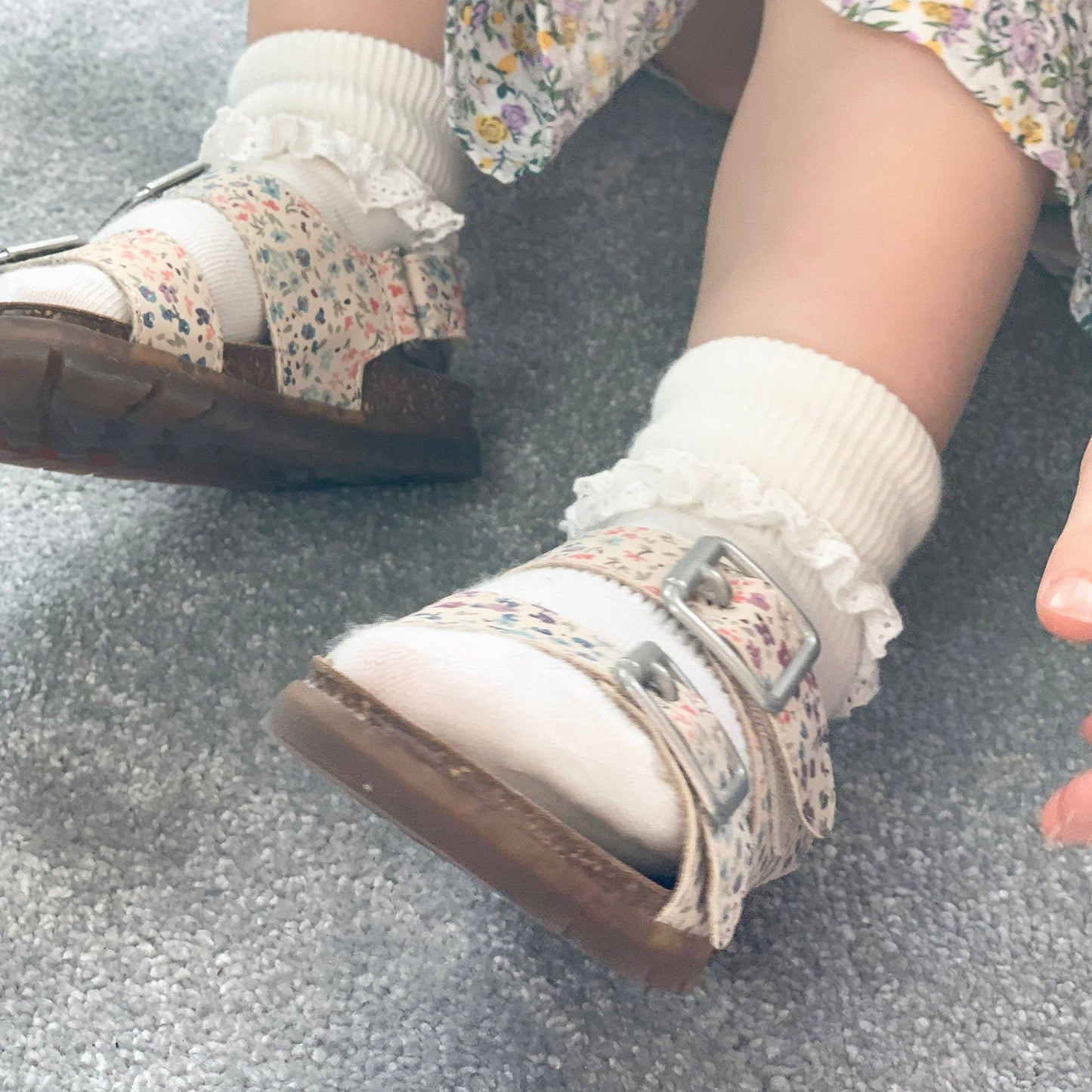 The Little Sock Company - 2-3 years Frilly Non-Slip Stay-On Baby and Toddler Socks - Pearl White
