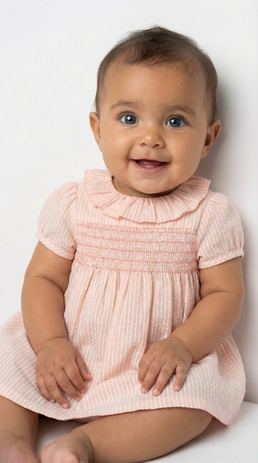 Ben & Lola - Adele Pink Stripe Smock Baby Dress