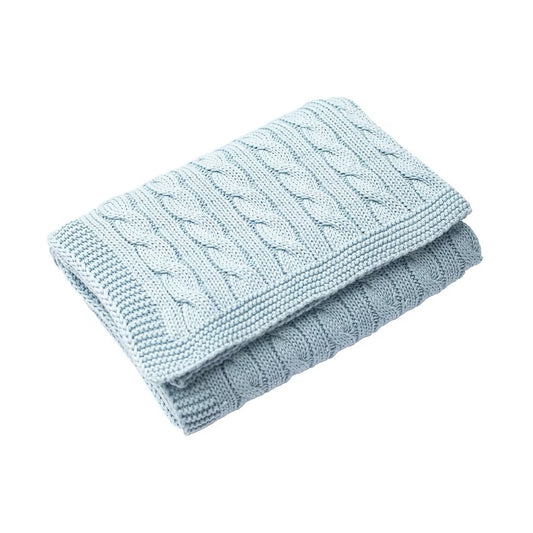 Toffee Moon Seaside Blue Cable Baby Blanket