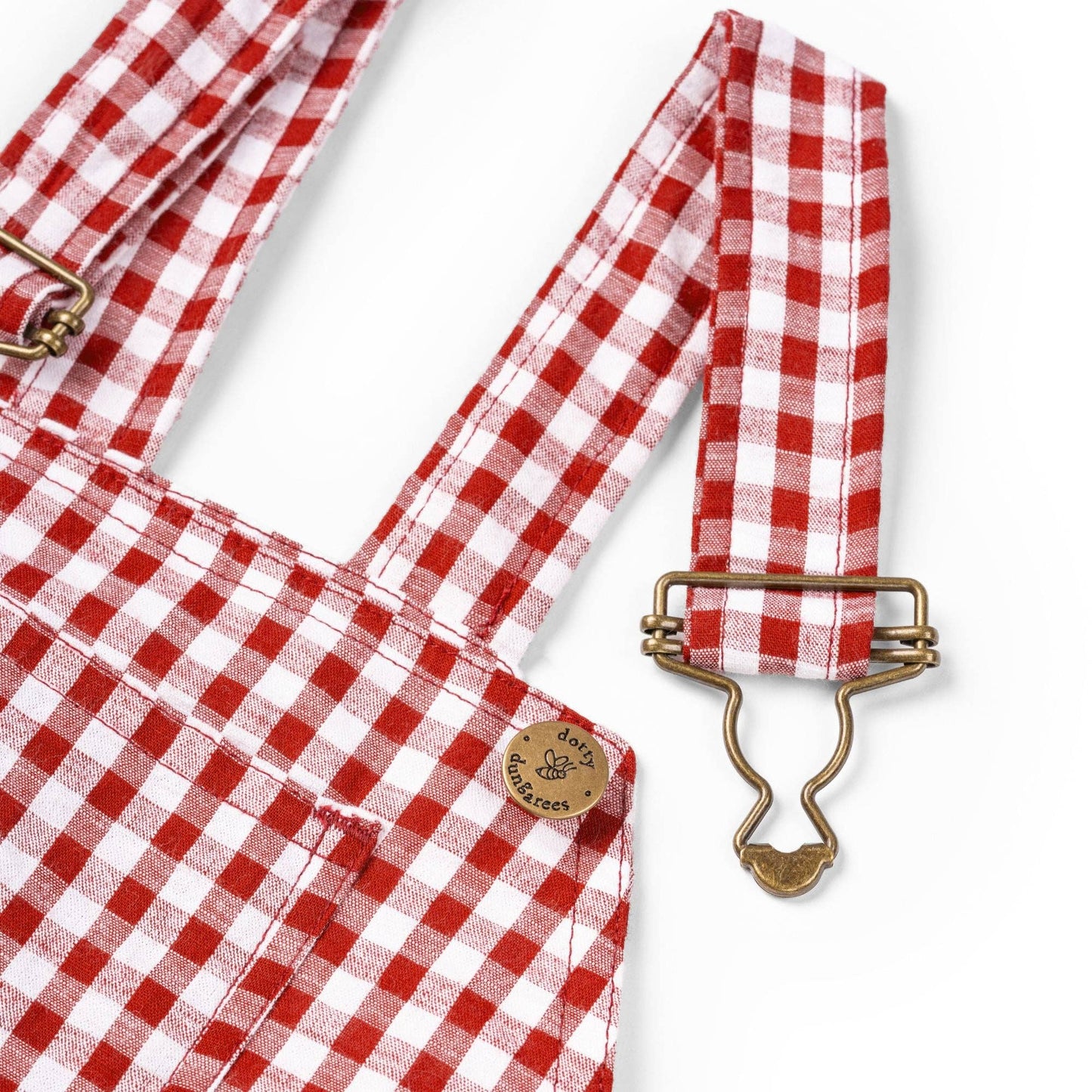 Dotty Dungarees - Maroon Check Seersucker Dungarees