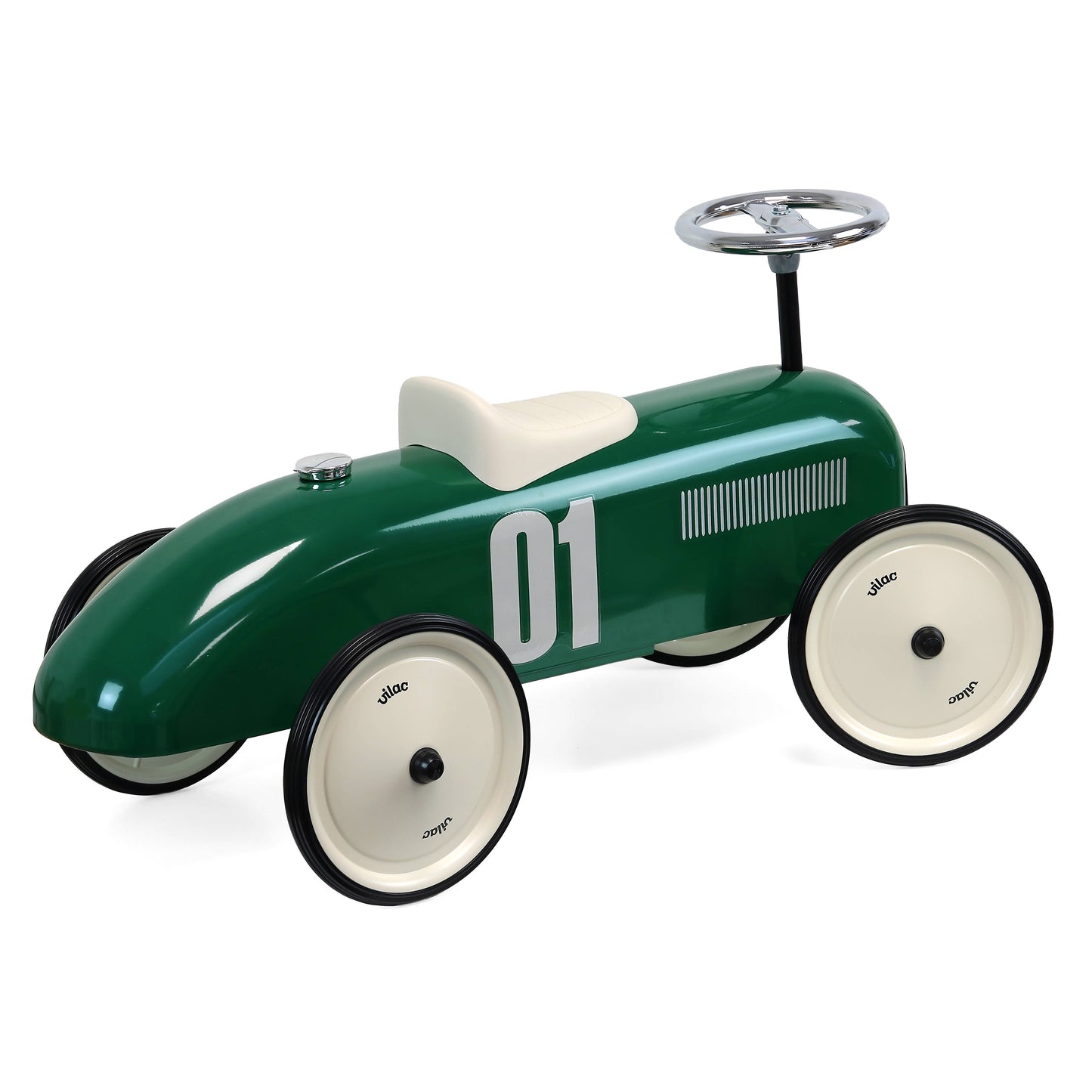 Hippychick - Vilal Metal British Racing Green Ride-On Car Vintage Style