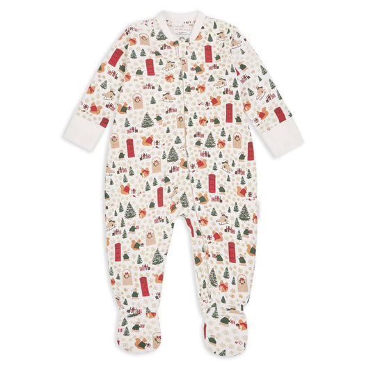 Avery Row - Baby Jersey Sleepsuit - Festive Forest: 3-6m