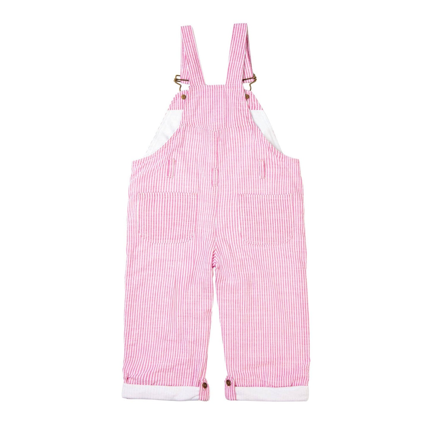 Dotty Dungarees - Fuchsia Seersucker Dungarees