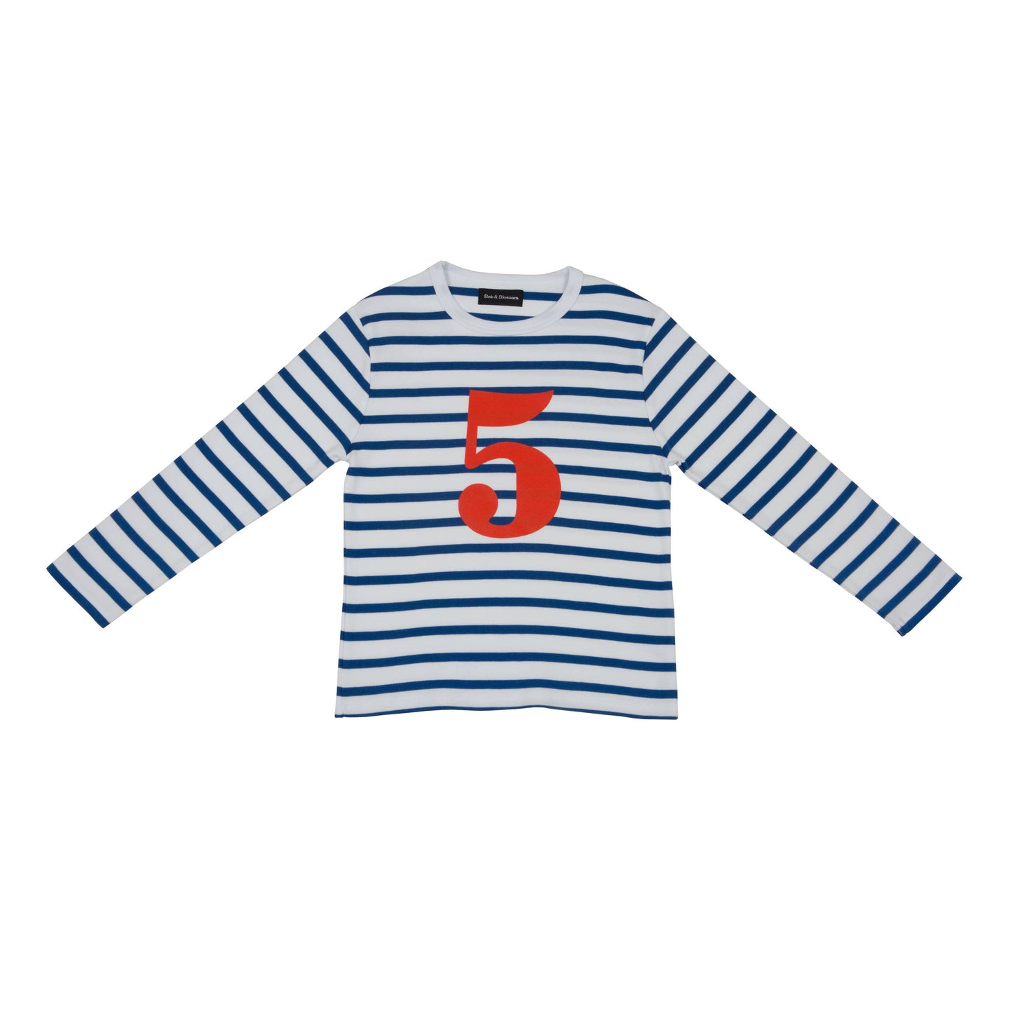 Bob & Blossom French Blue & White Breton Striped Number 5 T Shirt