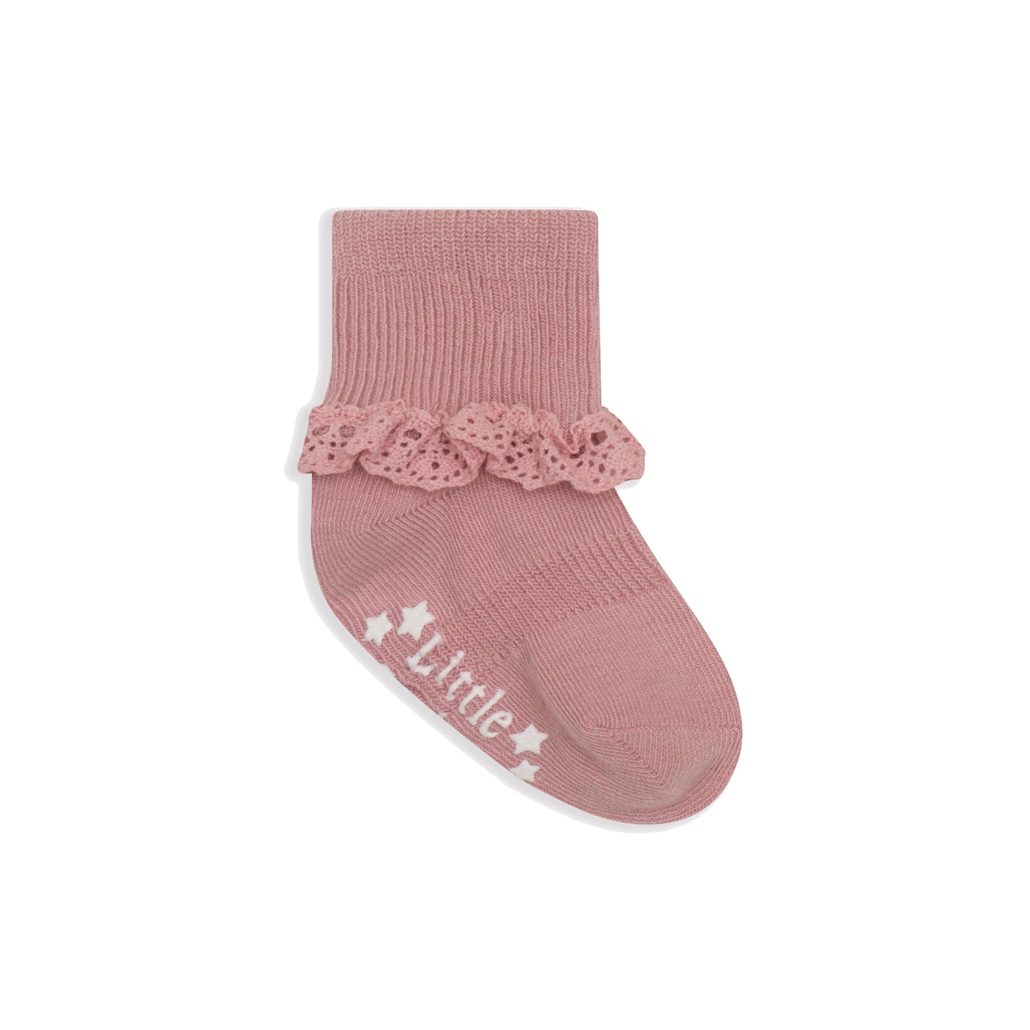 The Little Sock Company - 6-12 months Frilly Non-Slip Stay-On Baby and Toddler Socks - Orchid