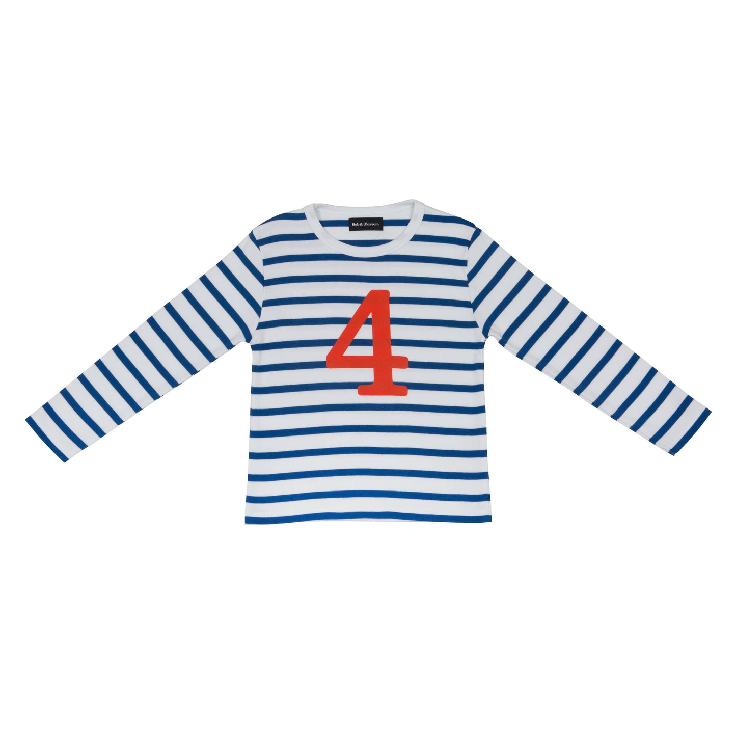 Bob & Blossom French Blue & White Breton Striped Number 4 T Shirt