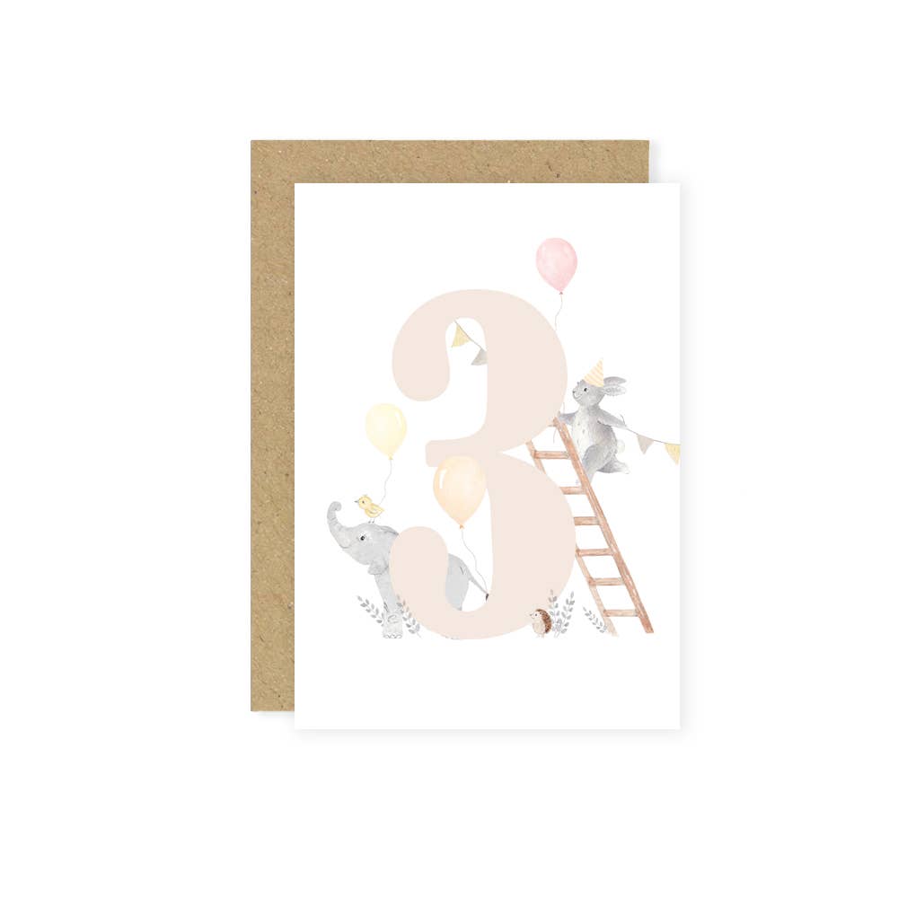 Little Roglets - Animals 3rd Birthday Card | Special Age Birthday Cards