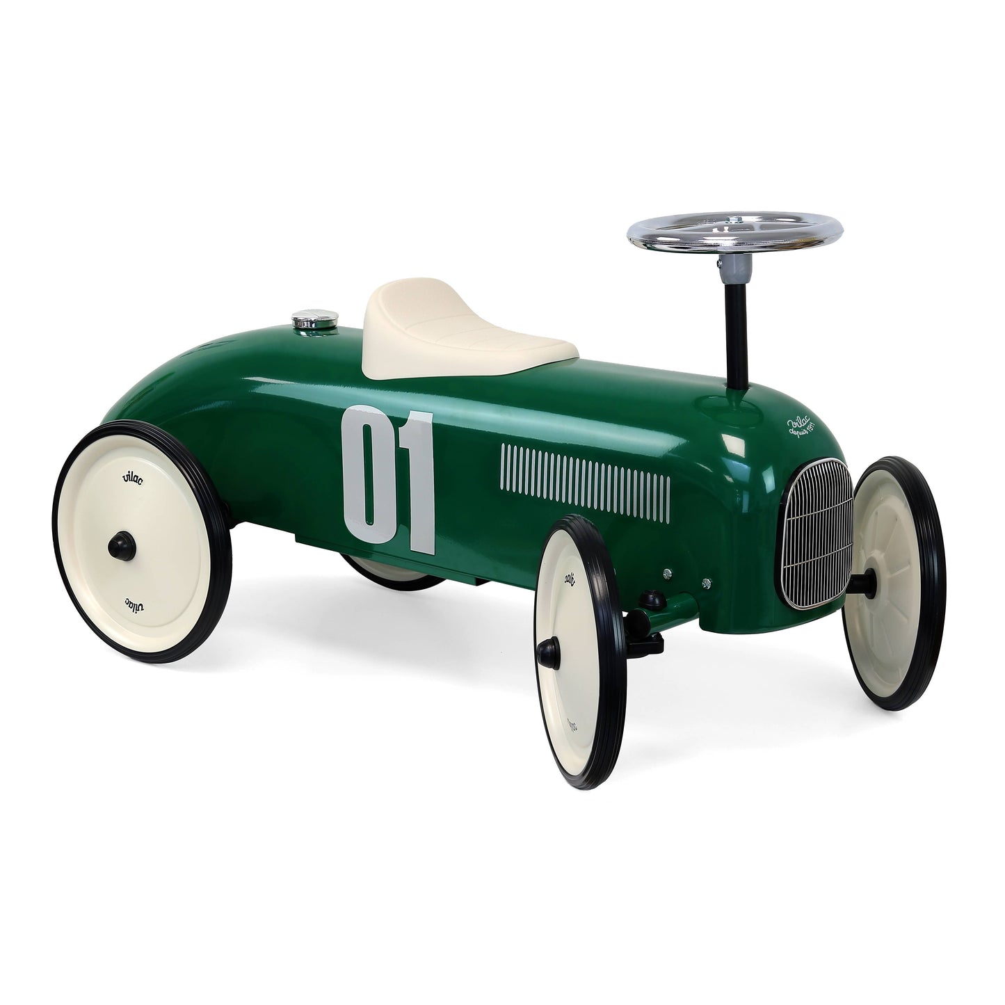Hippychick - Vilal Metal British Racing Green Ride-On Car Vintage Style