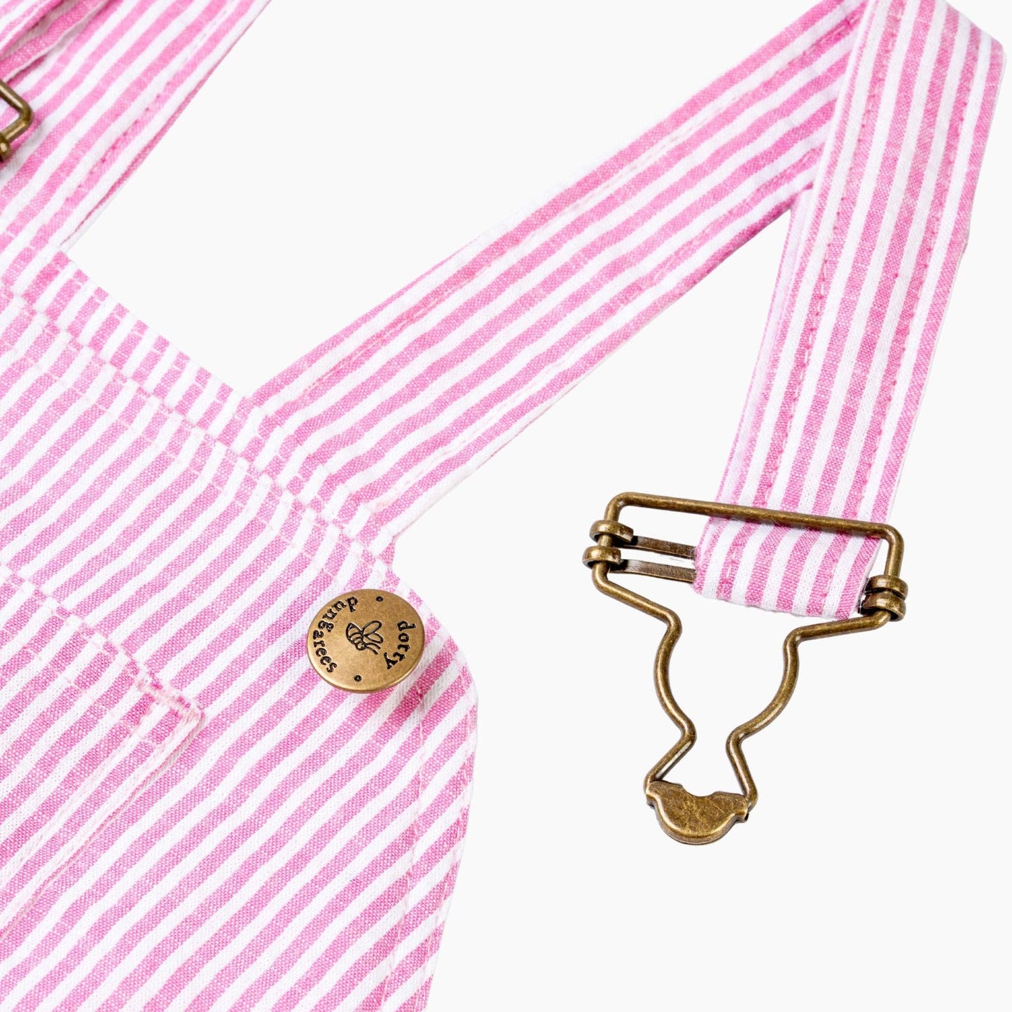 Dotty Dungarees - Fuchsia Seersucker Dungarees