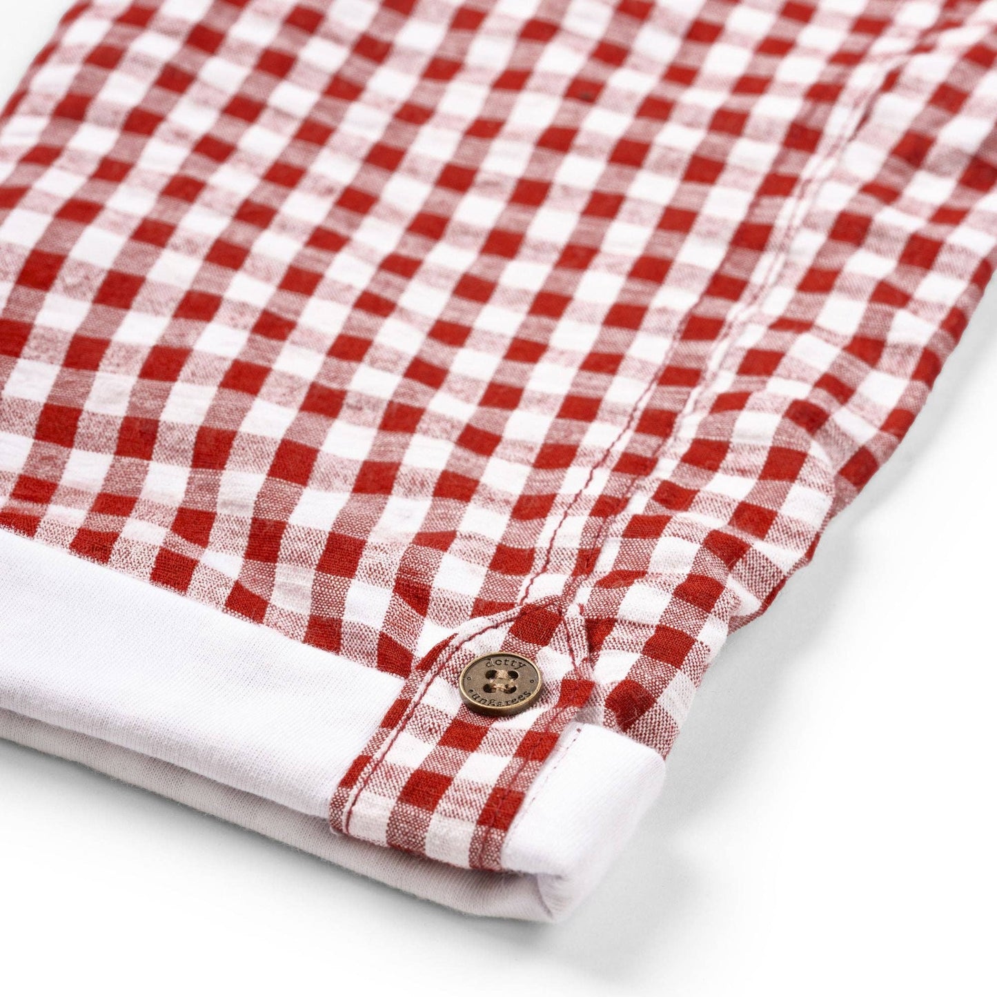 Dotty Dungarees - Maroon Check Seersucker Dungarees