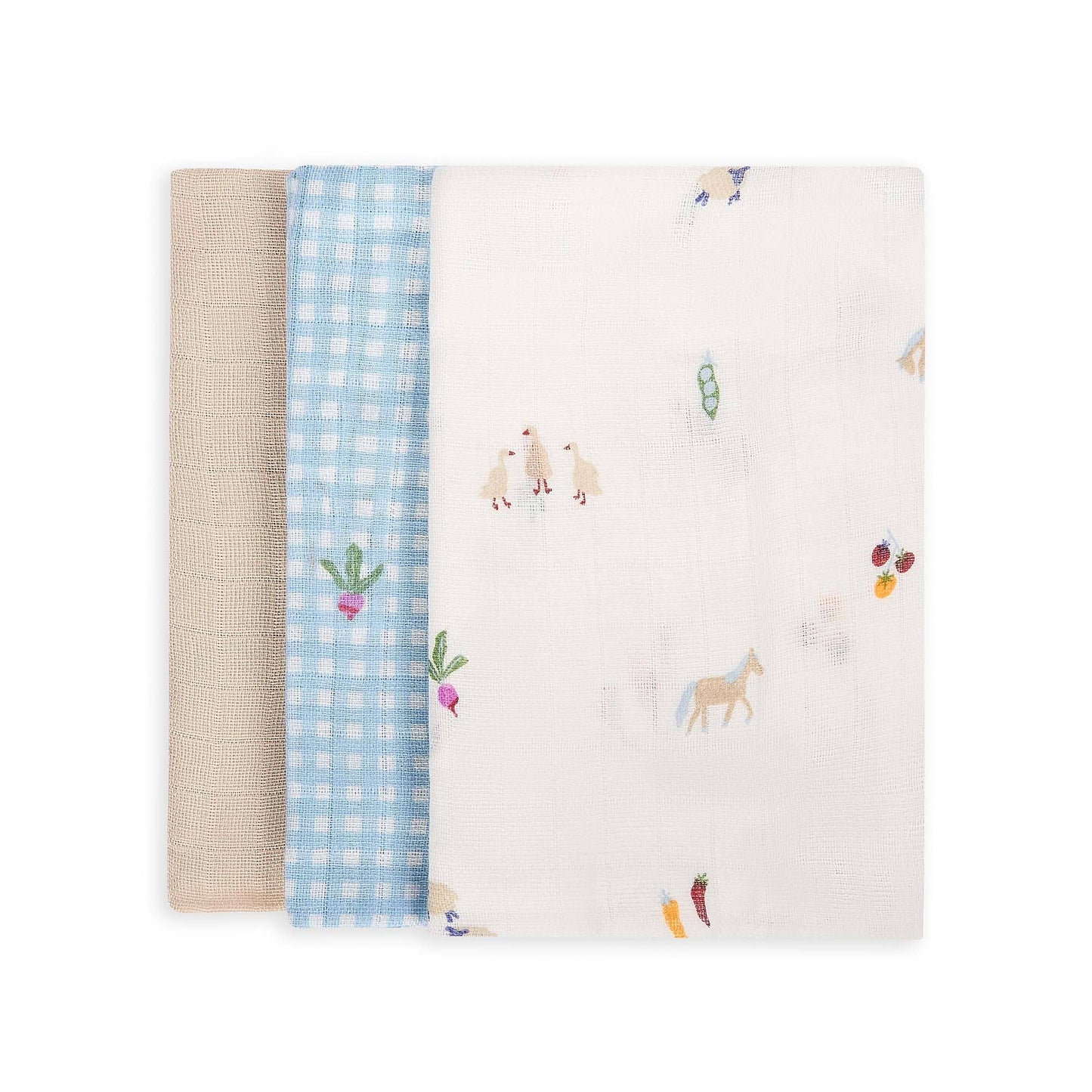 Avery Row - Organic Baby Muslins, Set of 3 - Little Farm