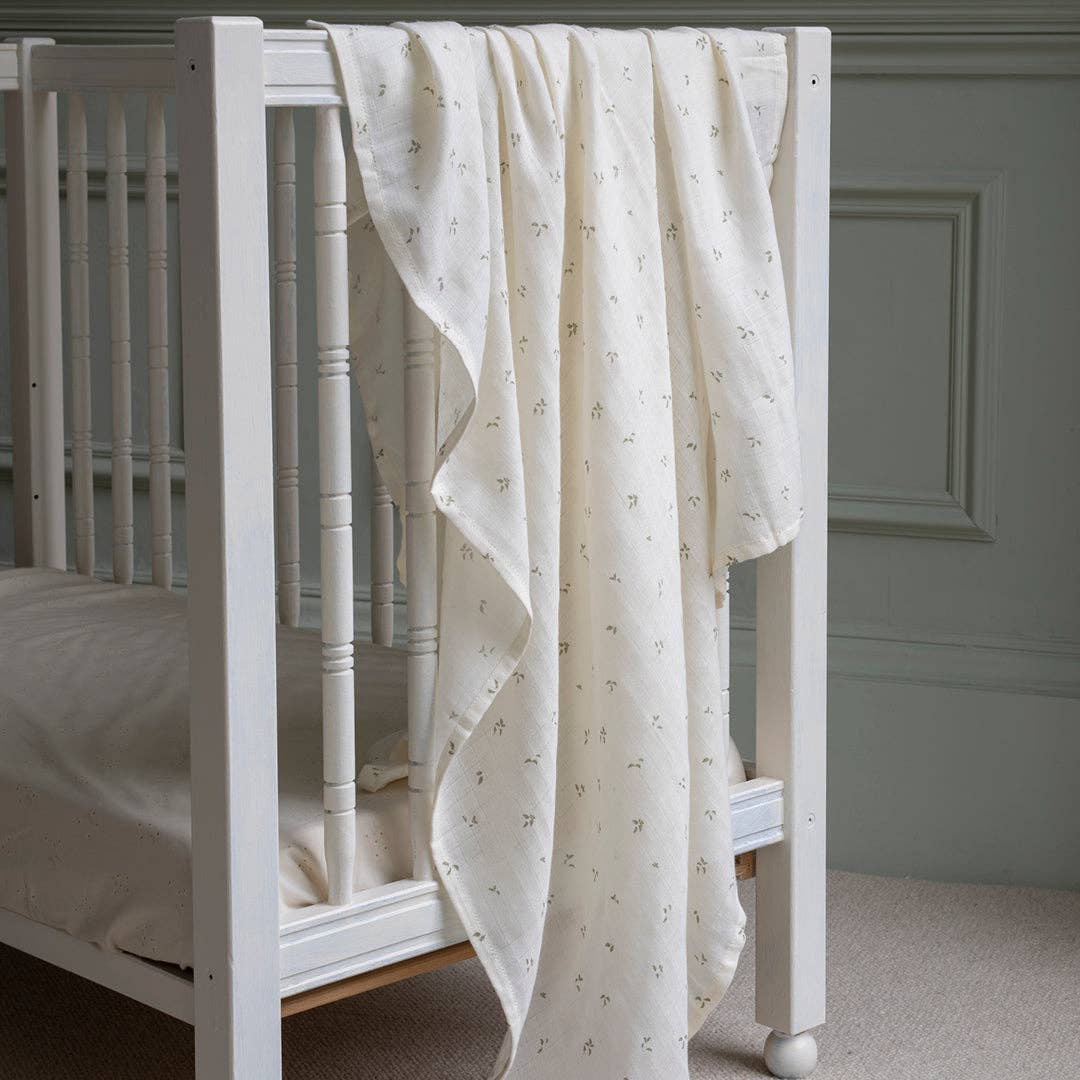 Avery Row - Extra Large Organic Baby Muslins, Single - Nettle Scatter