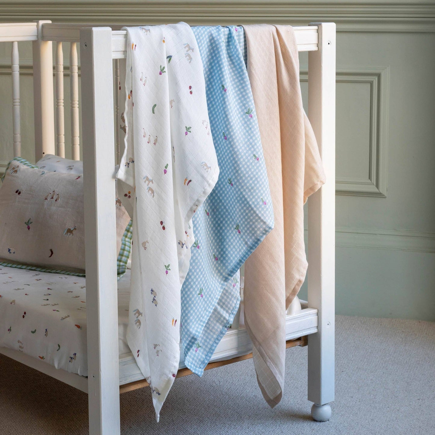 Avery Row - Organic Baby Muslins, Set of 3 - Little Farm