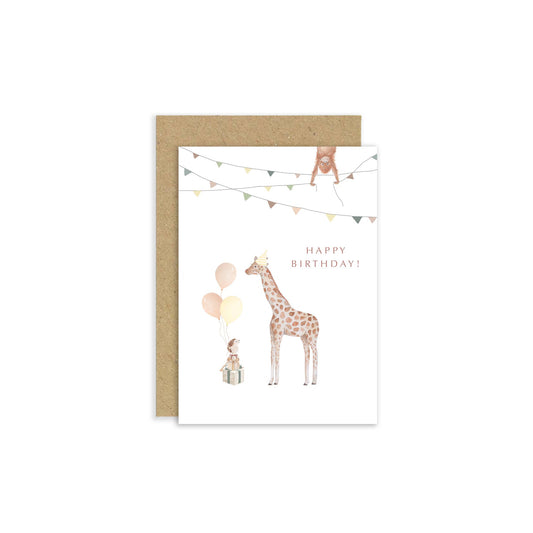 Little Roglets - Giraffe and Hedgehog Card | Children’s Birthday Card