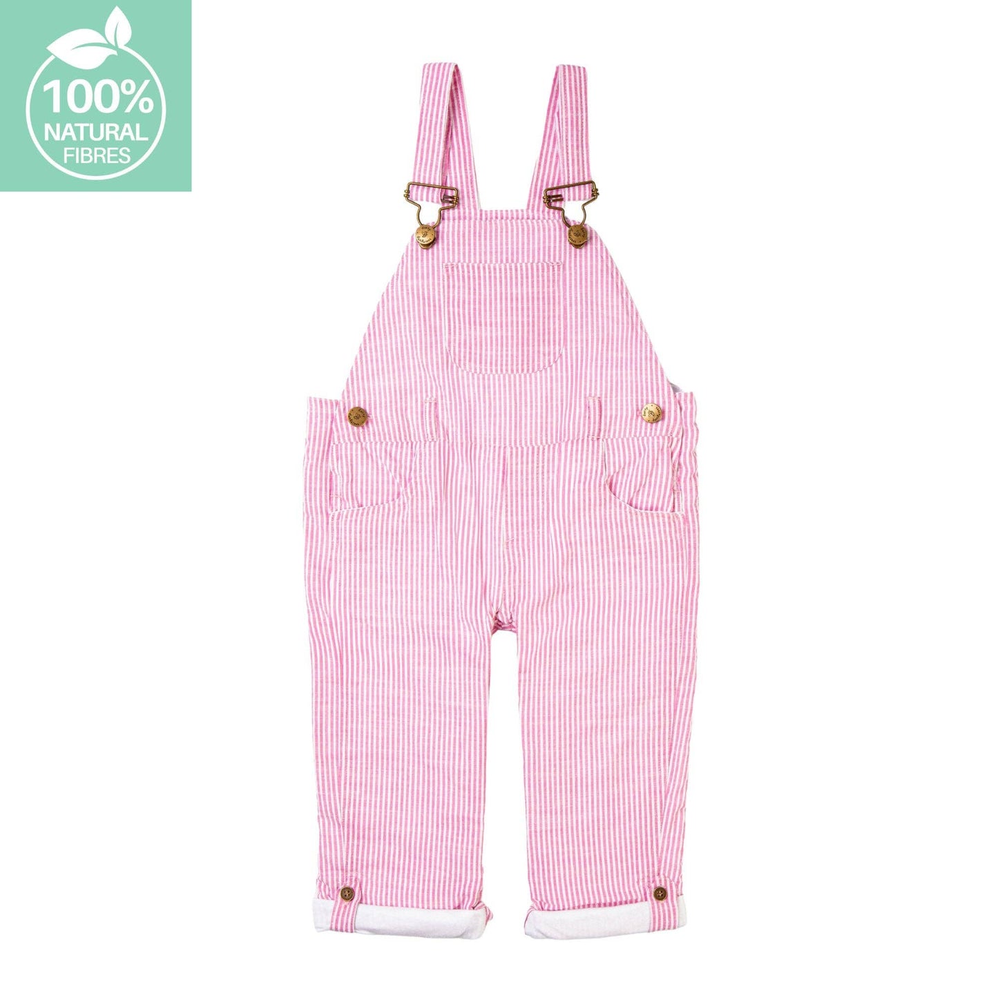 Dotty Dungarees - Fuchsia Seersucker Dungarees