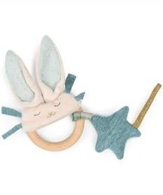Moulin Roty Blue Rabbit Wooden Ring Rattle La Petite Ecole de Danse