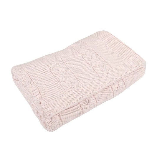 Toffee Moon Petal Pink Cable Baby Blanket