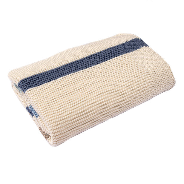 Toffee Moon Blue Ribbon Stripe Baby Blanket