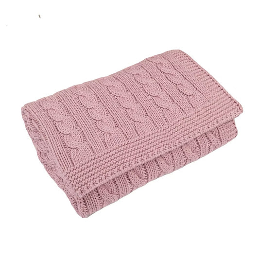 Toffee Moon Dawn Pink Cable Baby Blanket