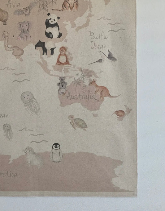 Little Roglets - Animal’s of the World Map Wall Hanging | Kid’s Room Decor