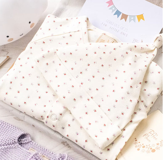 Toffeemoon Blossom & Heart Babygrow and Hat set