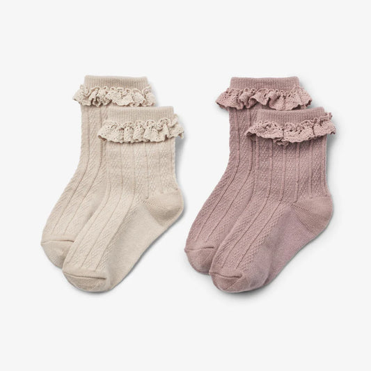WHEAT 2 Pack Wool Lace Socks Nora