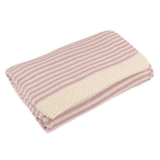 Toffee Moon Dawn Pink & Cream Stripe Baby Blanket