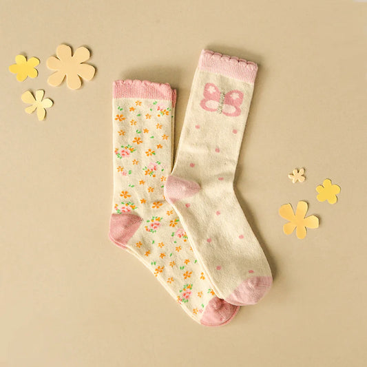 Rockahula Tiny Blossom Butterfly 2 Pack Socks 12-3 Jnr