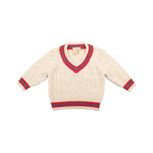 Toffee Moon Red and Blue Cricket Jumper