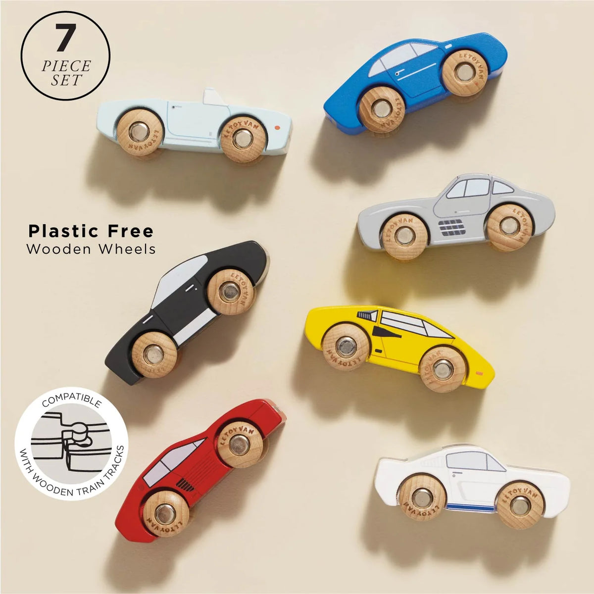 LE TOY VAN Classic Wooden Sports Cars 7 Piece