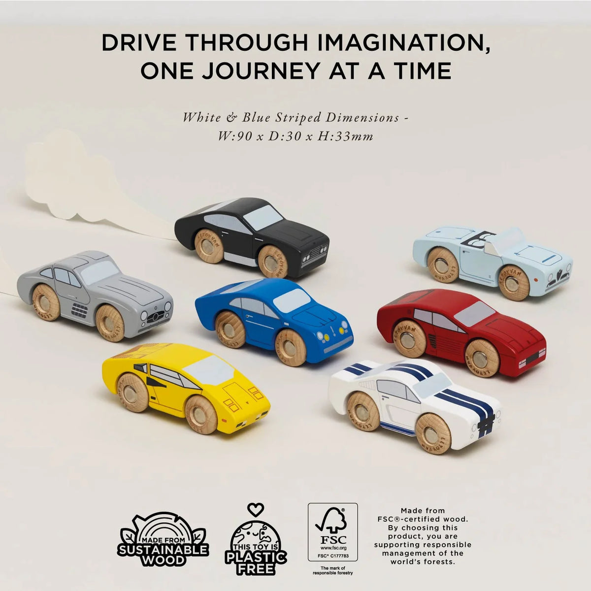 LE TOY VAN Classic Wooden Sports Cars 7 Piece