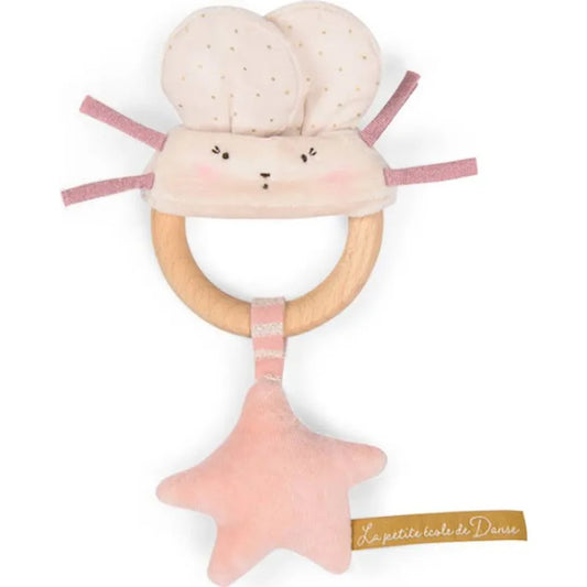 Moulin Roty Pink Mouse Wooden Ring Rattle La Petite Ecole De Danse