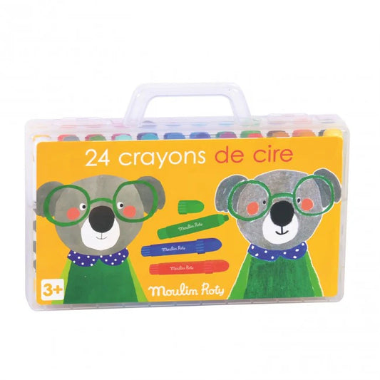 Moulin Roty Box of 24 Wax Crayons Les Popipop