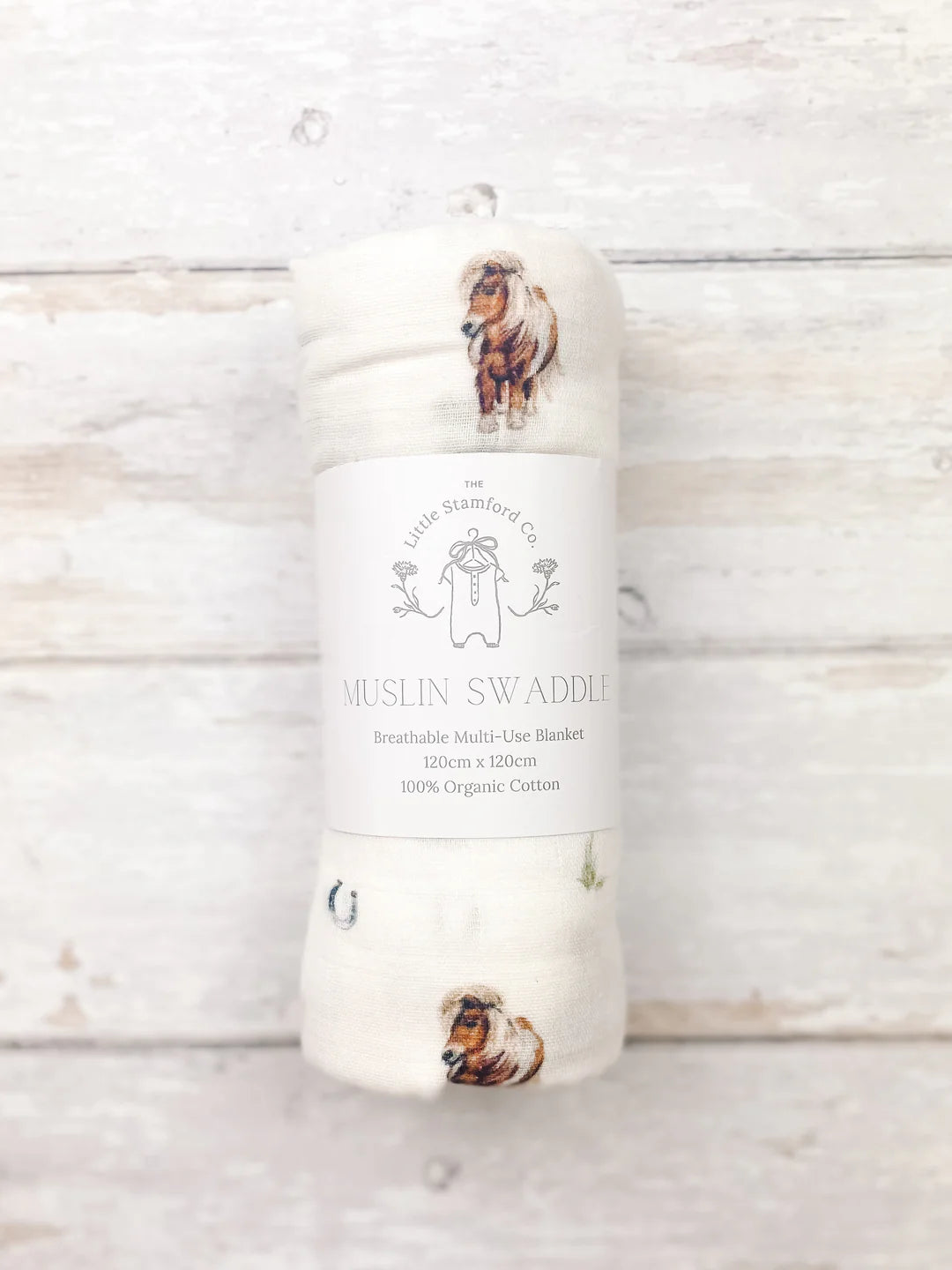 The Little Stamford Co. Pony Muslin Swaddle Blanket