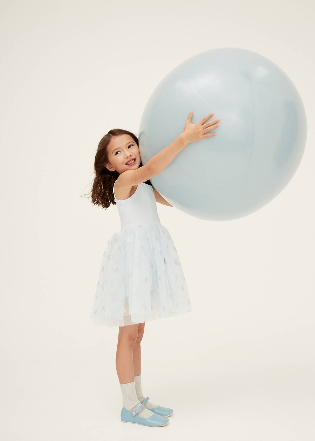 Bob & Blossom Sky Blue & Silver Glitter Heart Dress: 4-6 Years