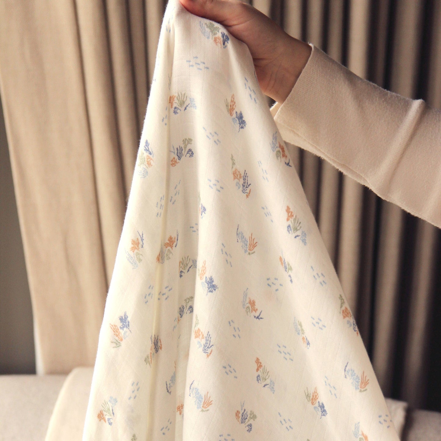 Avery Row - Organic Baby Muslin Swaddle - Coastline