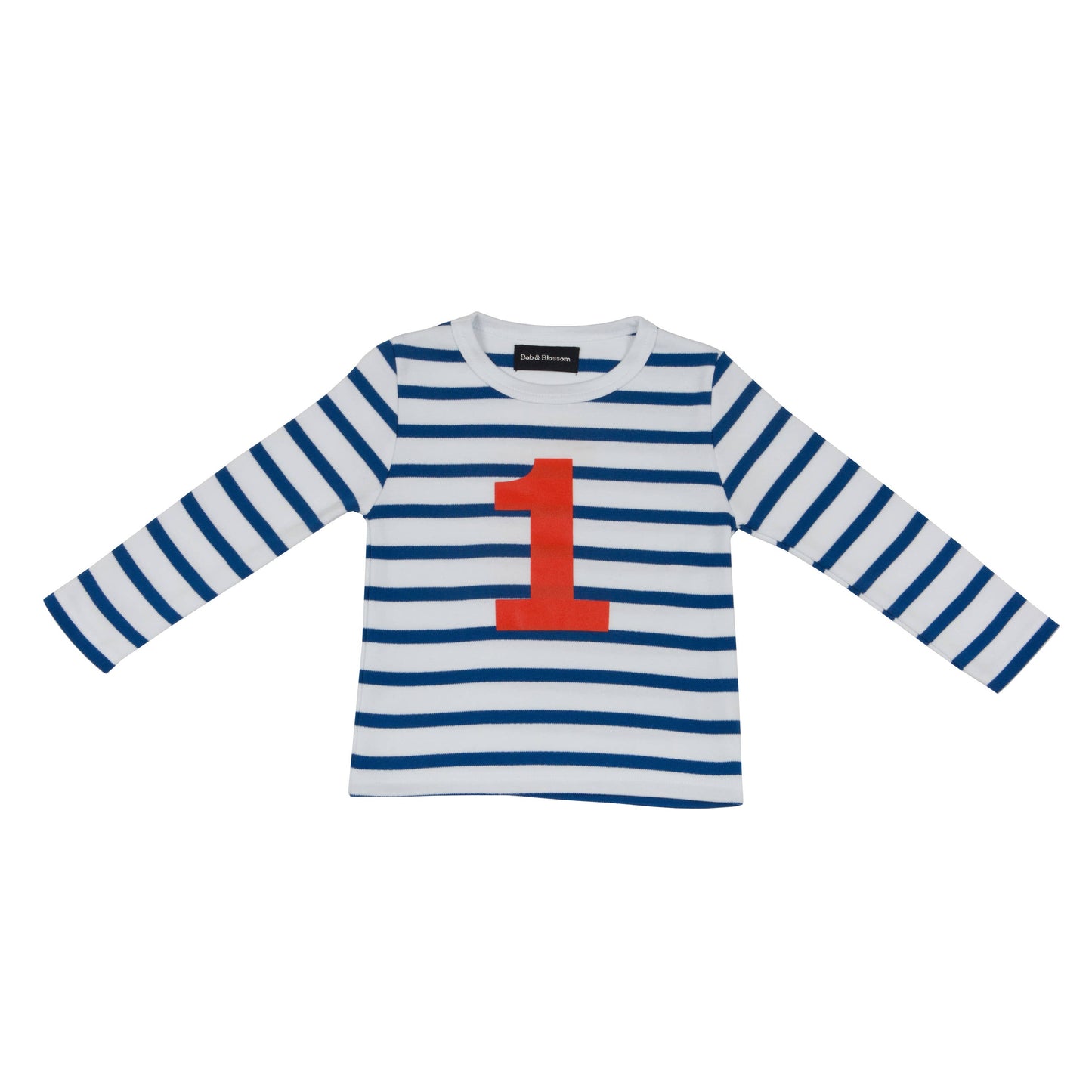 Bob & Blossom French Blue & White Breton Striped Number 1 T Shirt