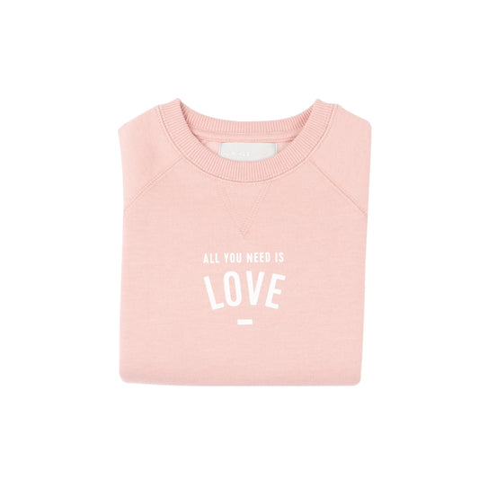 Bob & Blossom Faded Blush 'ALL YOU NEED IS LOVE' Sweatshirt: 1 year