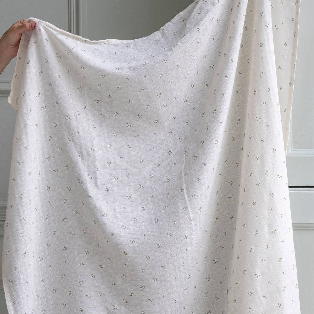 Avery Row - Extra Large Organic Baby Muslins, Single - Nettle Scatter