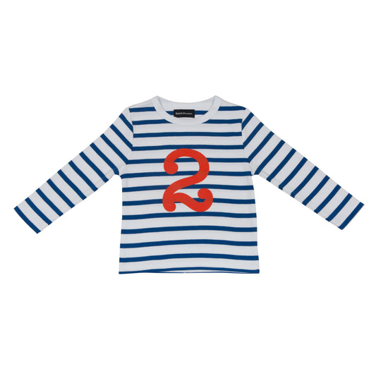 Bob & Blossom French Blue & White Breton Striped Number 2 T Shirt